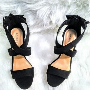 Black Wedges Heel W/Bow!